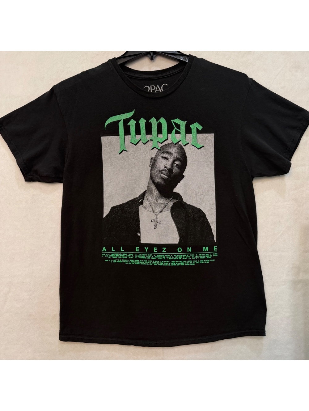 2Pac Tupac All Eyez On Me T-Shirt Men's Large Black Green White Tee